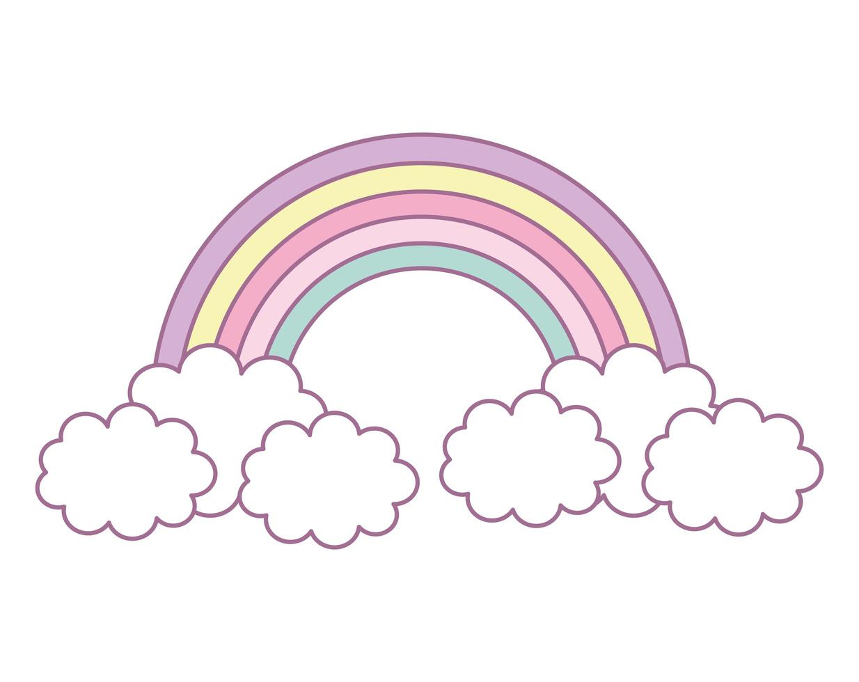 rainbow and clouds vector