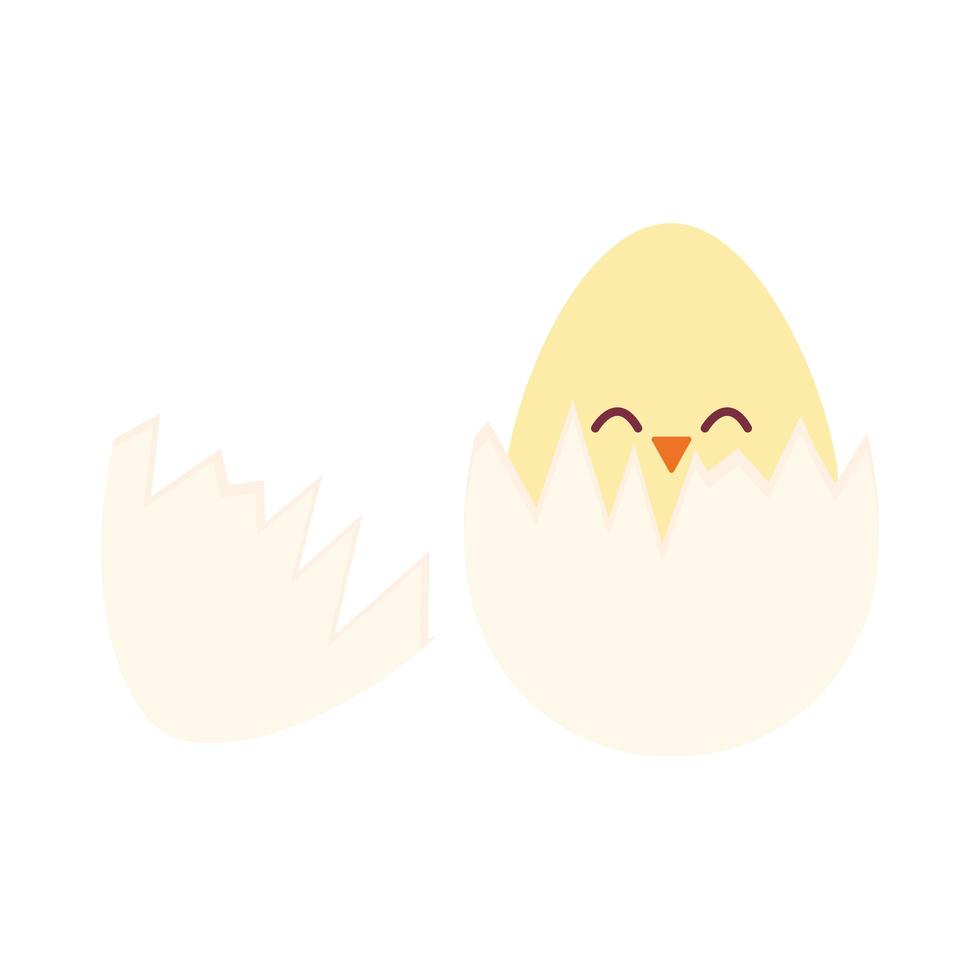 cracked egg with one chick inside of it vector