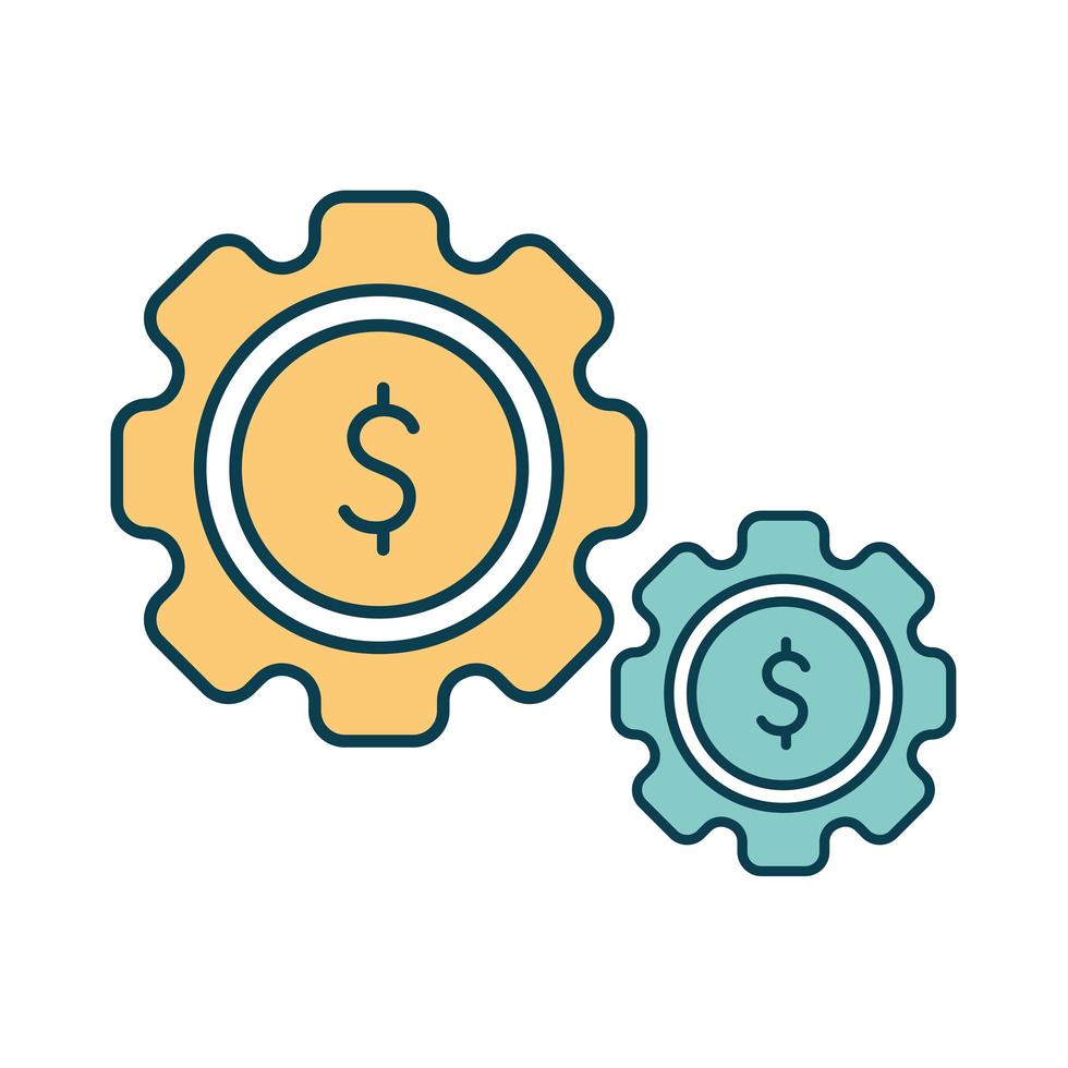 gears with one symbol of dollar in it vector