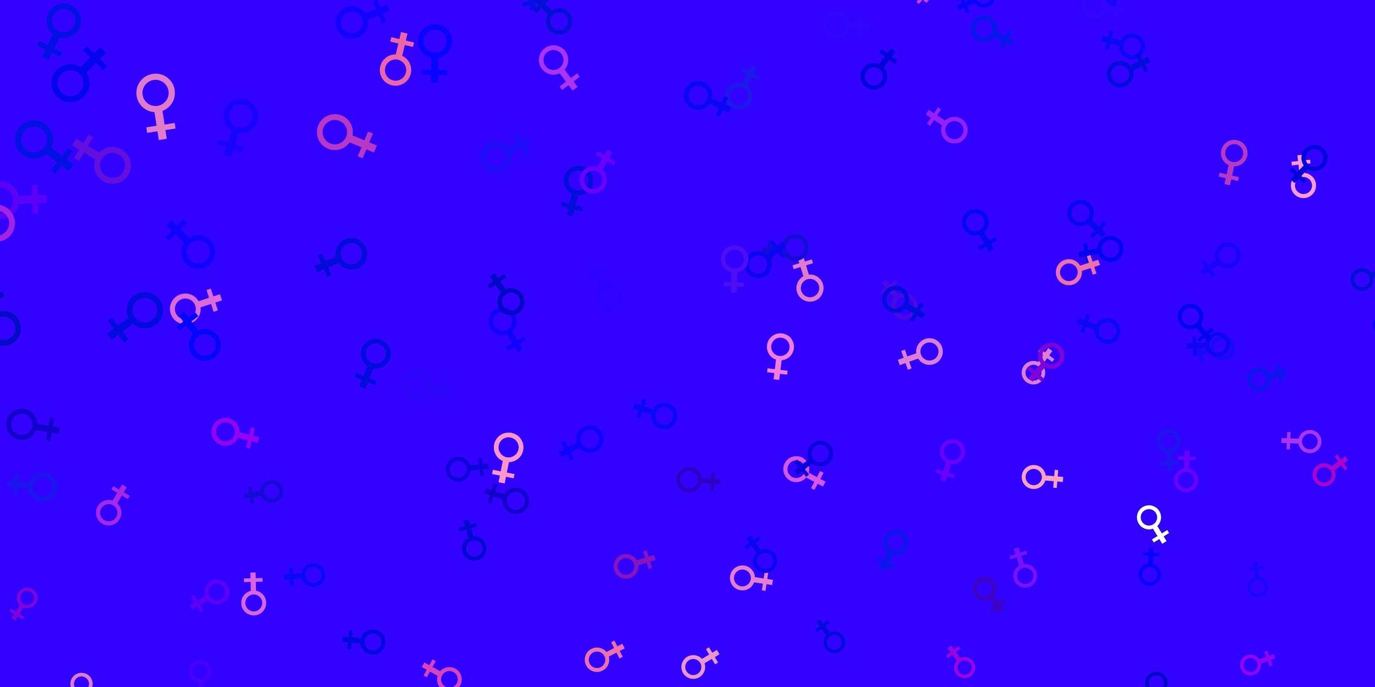 textura de vector azul claro, amarillo con símbolos de derechos de las mujeres.