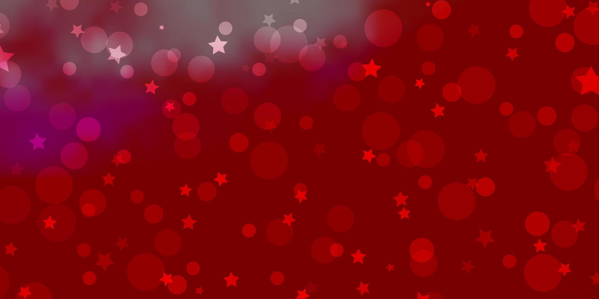 Telón de fondo de vector rojo claro con círculos, estrellas. diseño abstracto en estilo degradado con burbujas, estrellas. textura para persianas, cortinas.