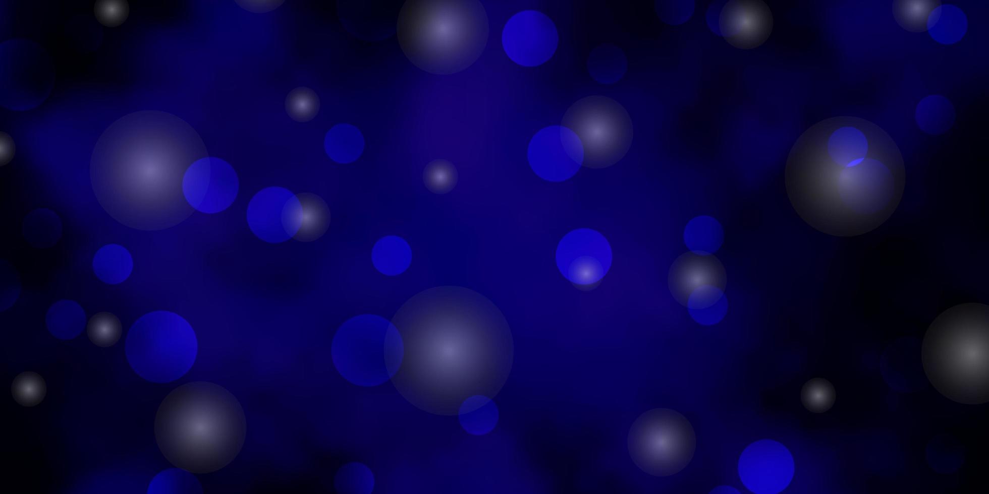 Dark Purple vector texture with circles, stars. Illustration with set of colorful abstract spheres, stars. Pattern for websites.