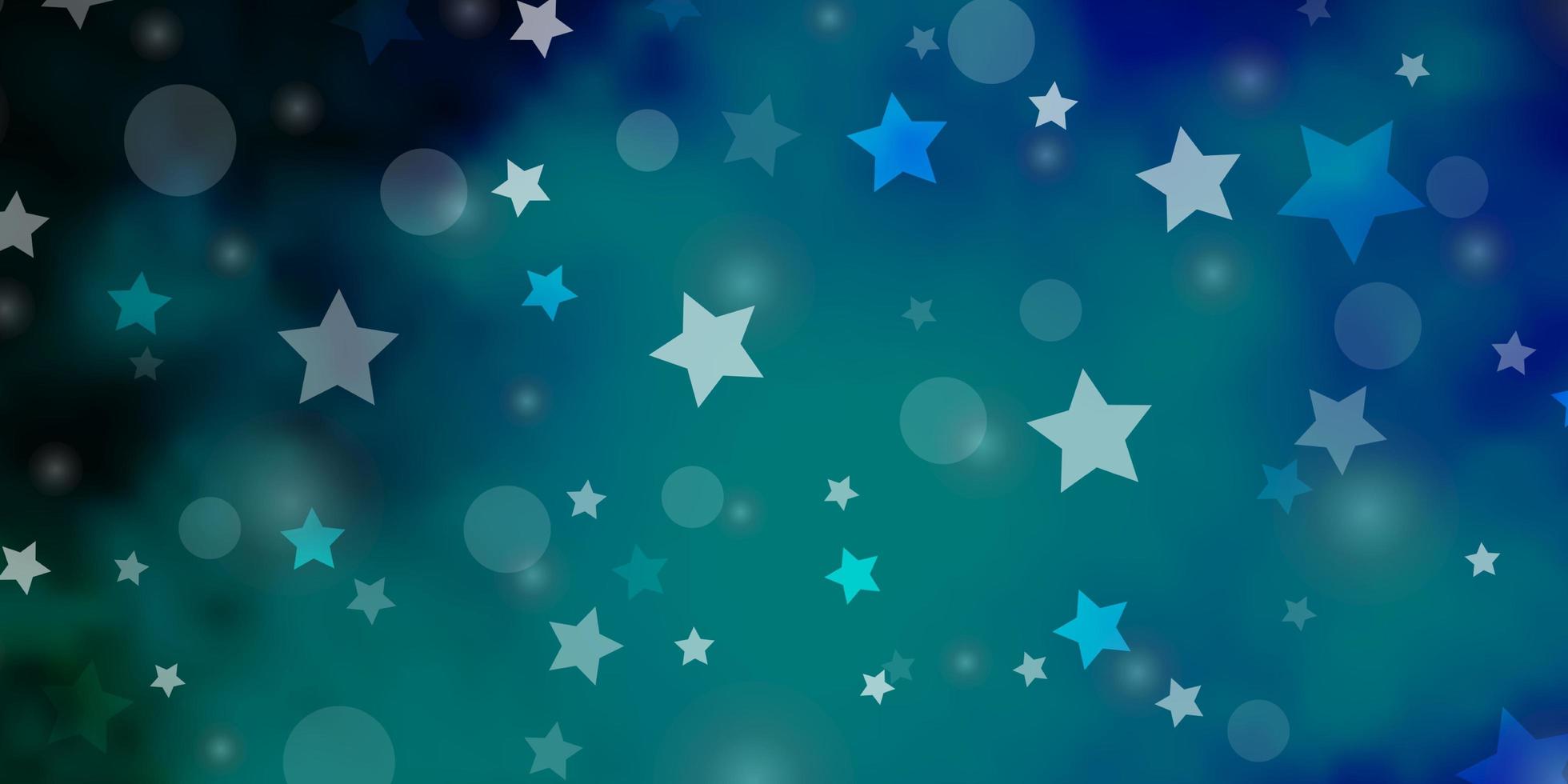 patrón de vector azul oscuro con círculos, estrellas. Ilustración con un conjunto de esferas abstractas de colores, estrellas. plantilla para tarjetas de visita, sitios web.