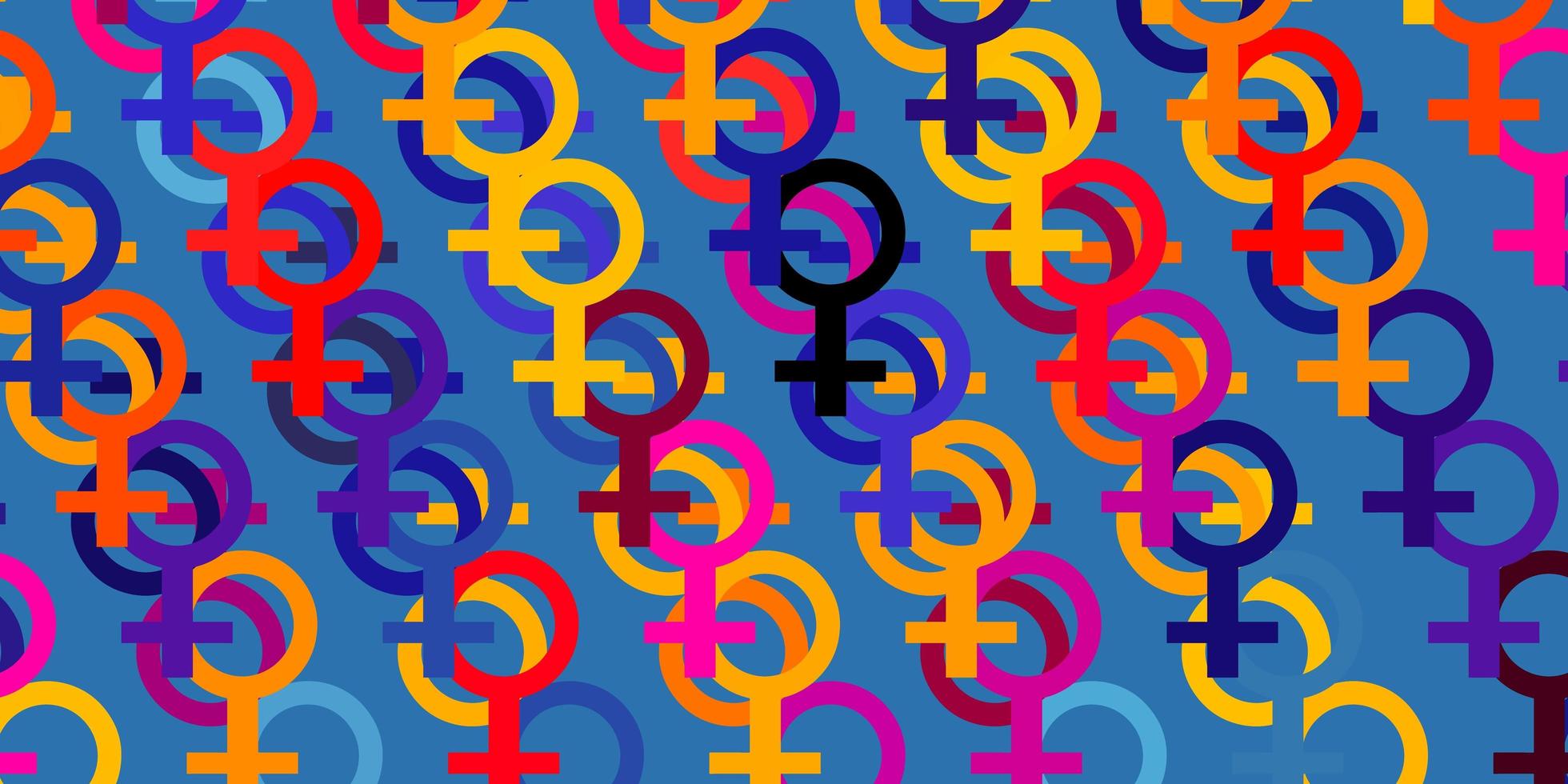 Light Multicolor vector pattern with feminism elements.