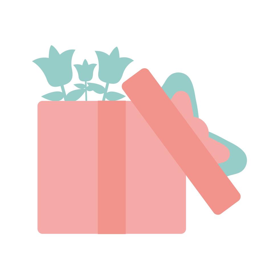 gift box with a pink color and green flowers vector