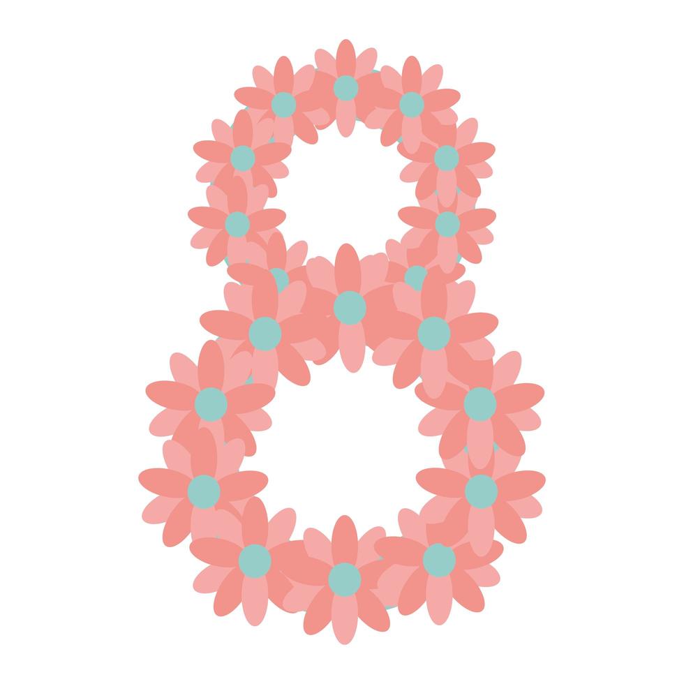 pink number eight made of roses vector