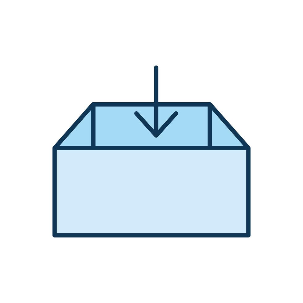 caja de embalaje azul abierta con una flecha vector