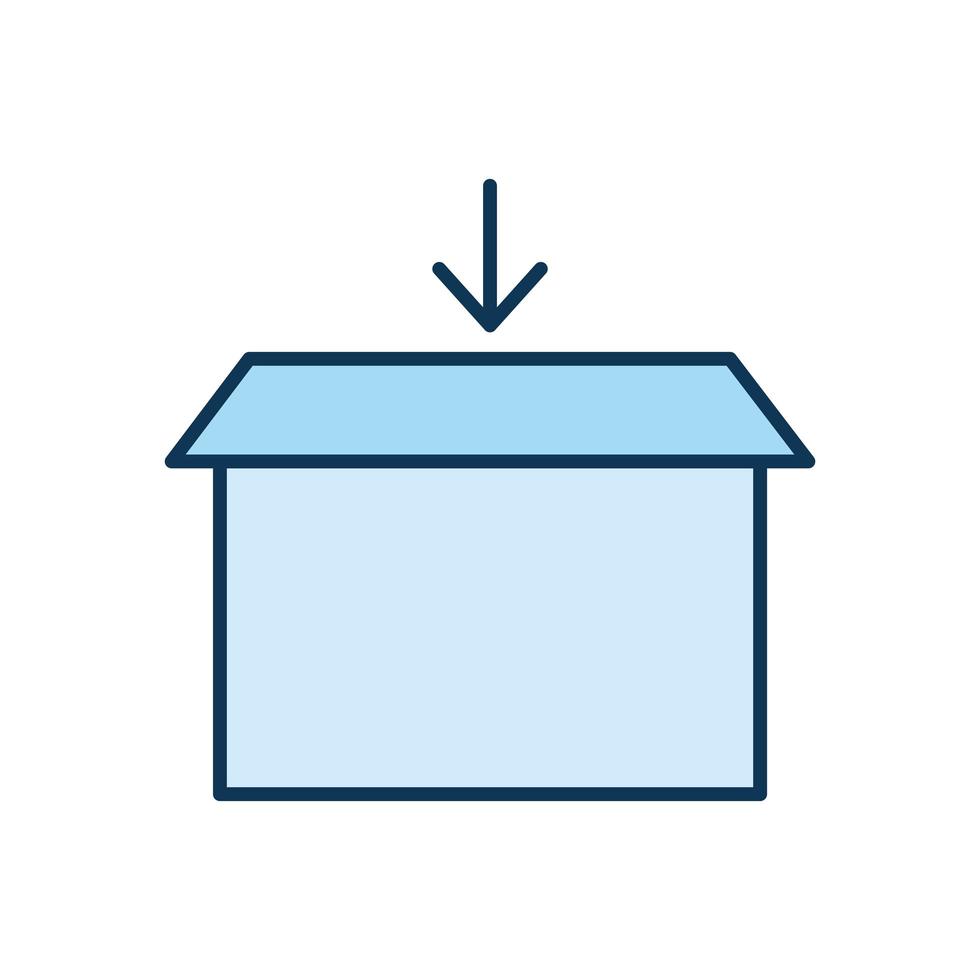 light blue packing box with one arrow vector