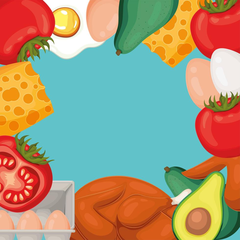 healthy food frame vector