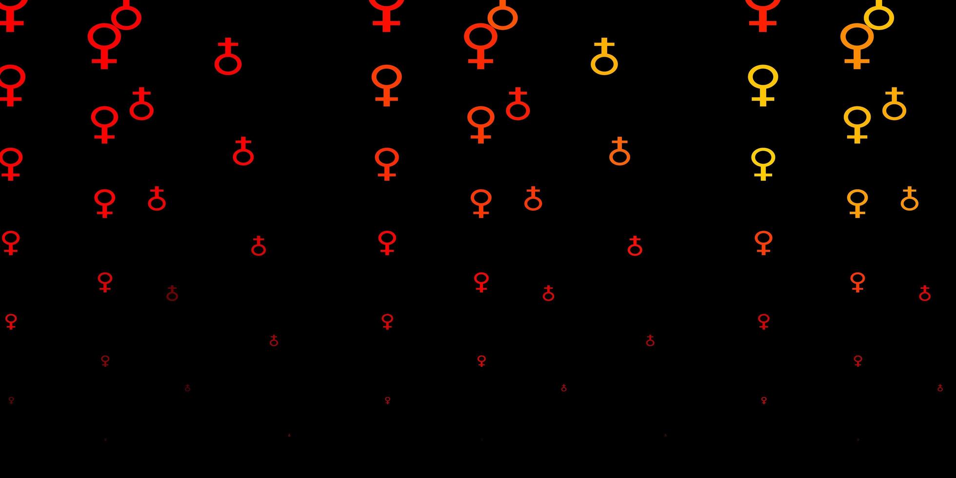 Telón de fondo de vector rojo oscuro con símbolos de poder de la mujer.