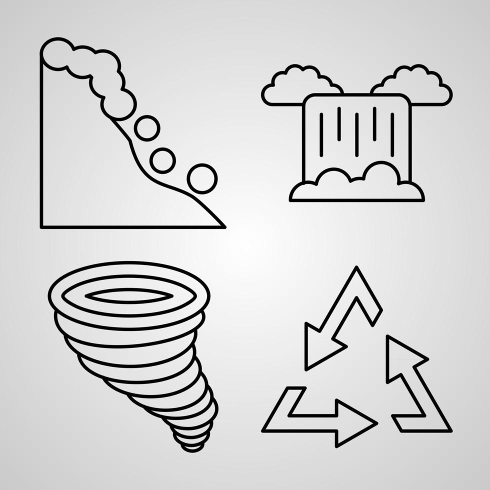 conjunto de iconos de línea de naturaleza aislado en símbolos de contorno blanco naturaleza vector