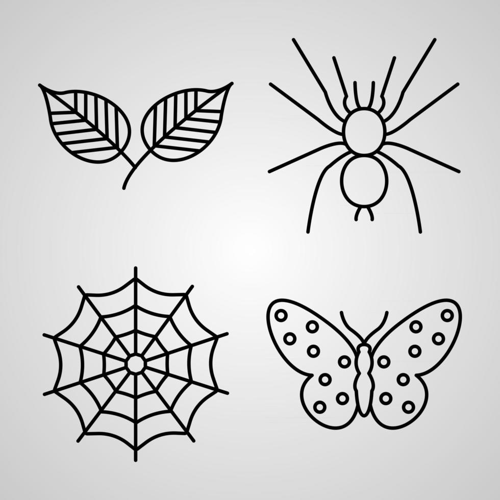 Nature Symbol Collection On White background Nature Outline Icons vector