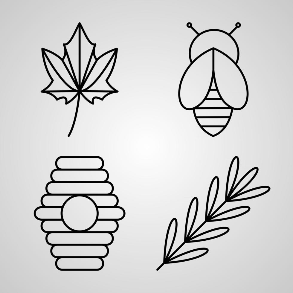 conjunto de iconos de diseño plano de línea delgada de la naturaleza vector