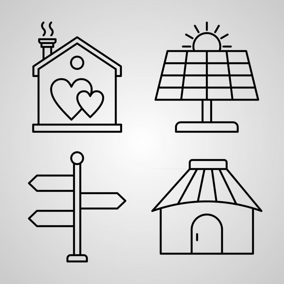 Collection of Real Estate Symbols in Outline Style vector