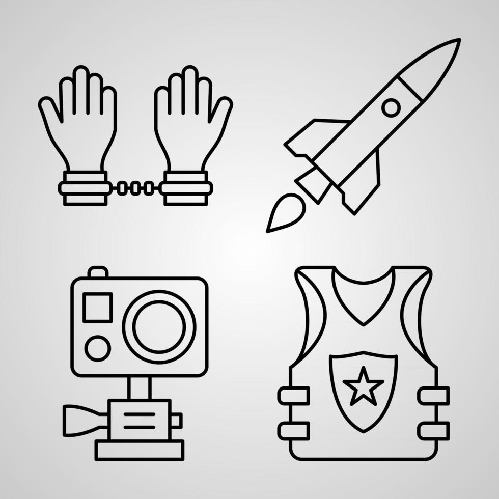 Set of Vector Line Icons of Police