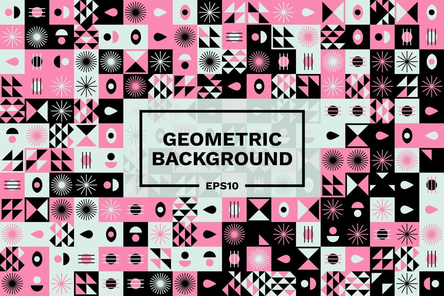 Ilustración de fondo geométrico bauhaus abstracto, diseño plano de formas geométricas de mural colorido vector gratuito