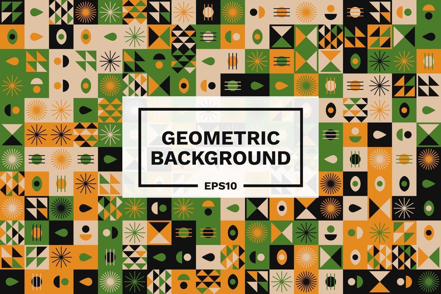 Abstract Bauhaus Geometric Background Illustration, Colorful Mural Geometric Shapes Flat Design Free Vector