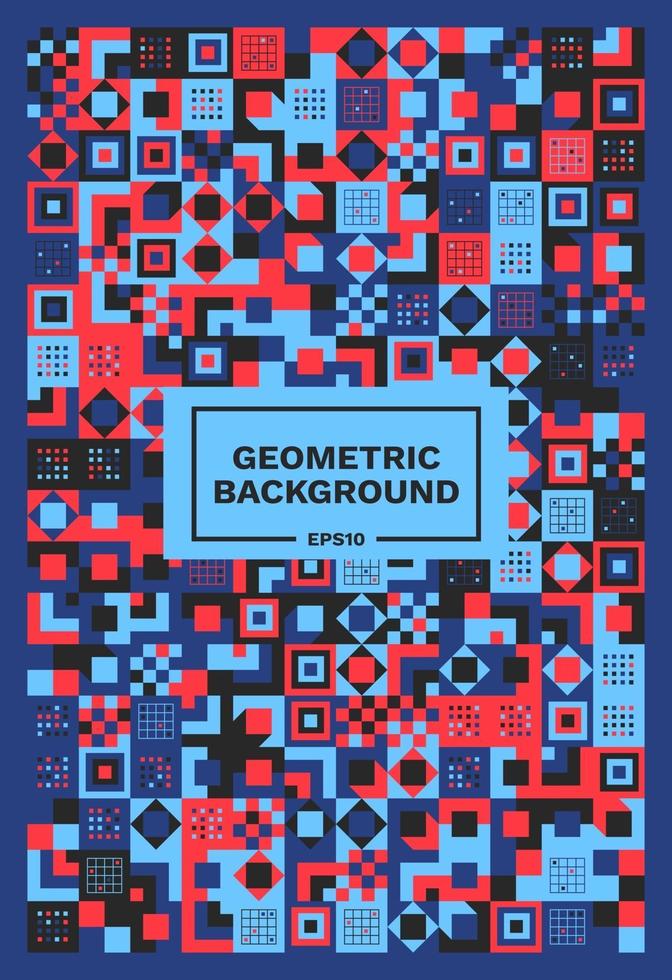 Abstract Bauhaus Geometric Background Illustration, Colorful Mural Geometric Shapes Flat Design Free Vector