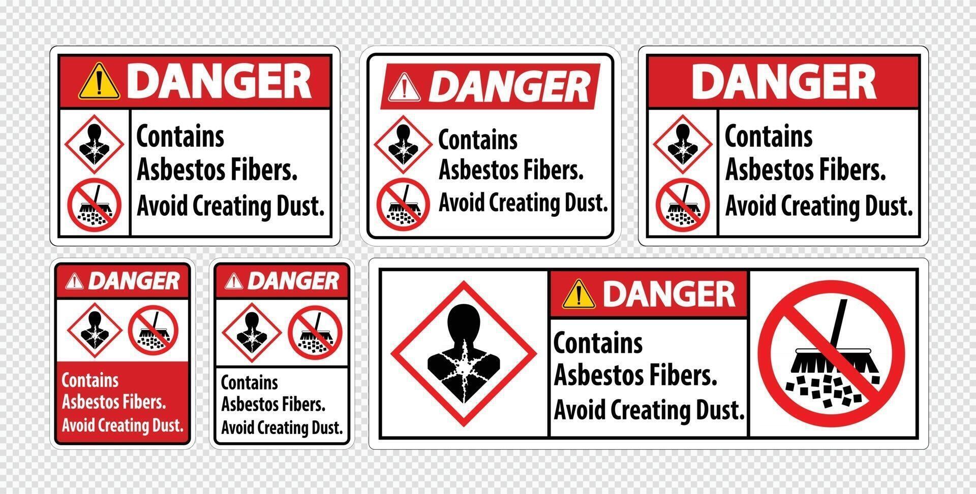 Danger Label Contains Asbestos Fibers,Avoid Creating Dust vector