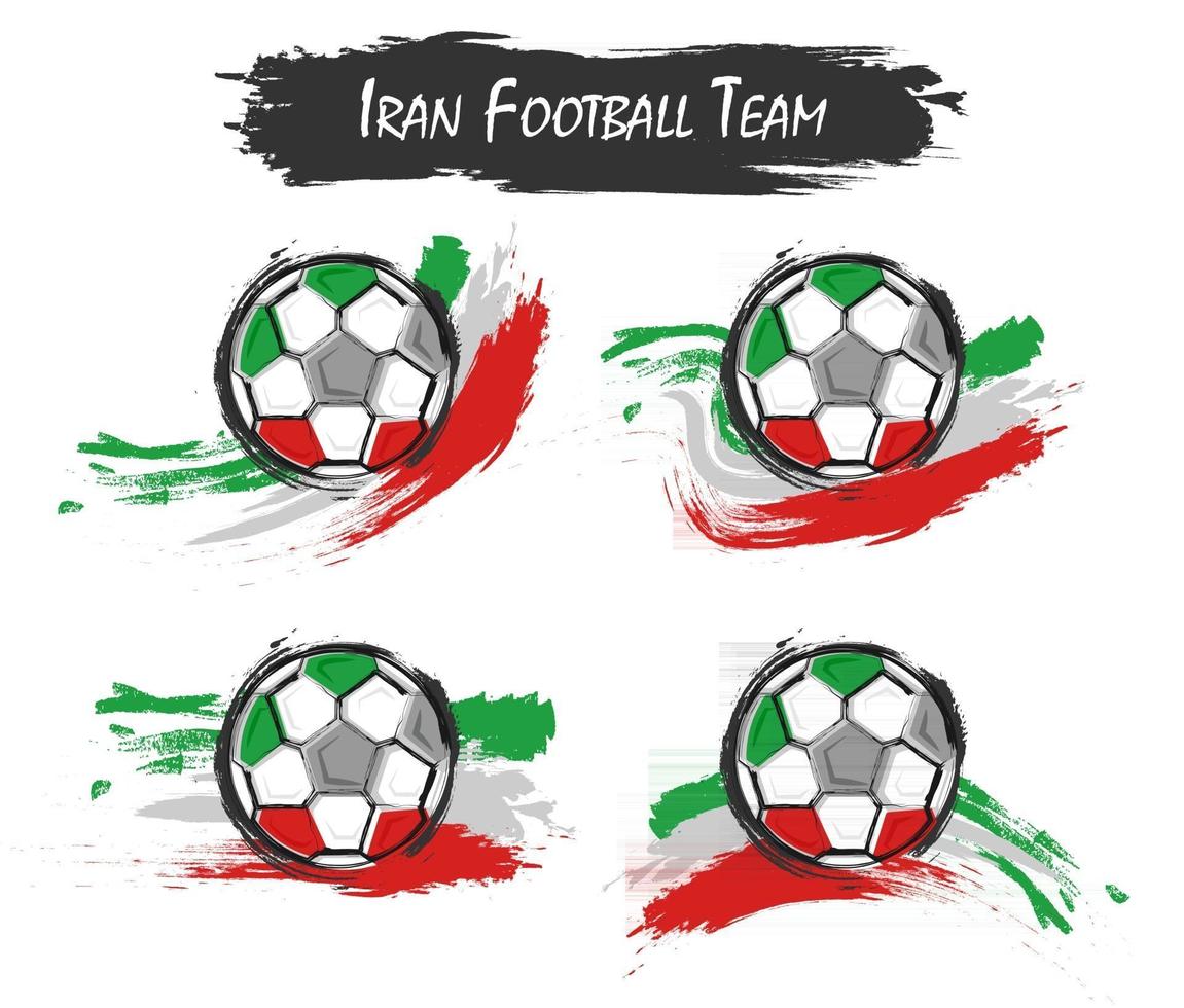 conjunto de símbolo de la selección de fútbol de Irán sobre fondo aislado. estilo de pintura de acuarela. diseño plano . vector