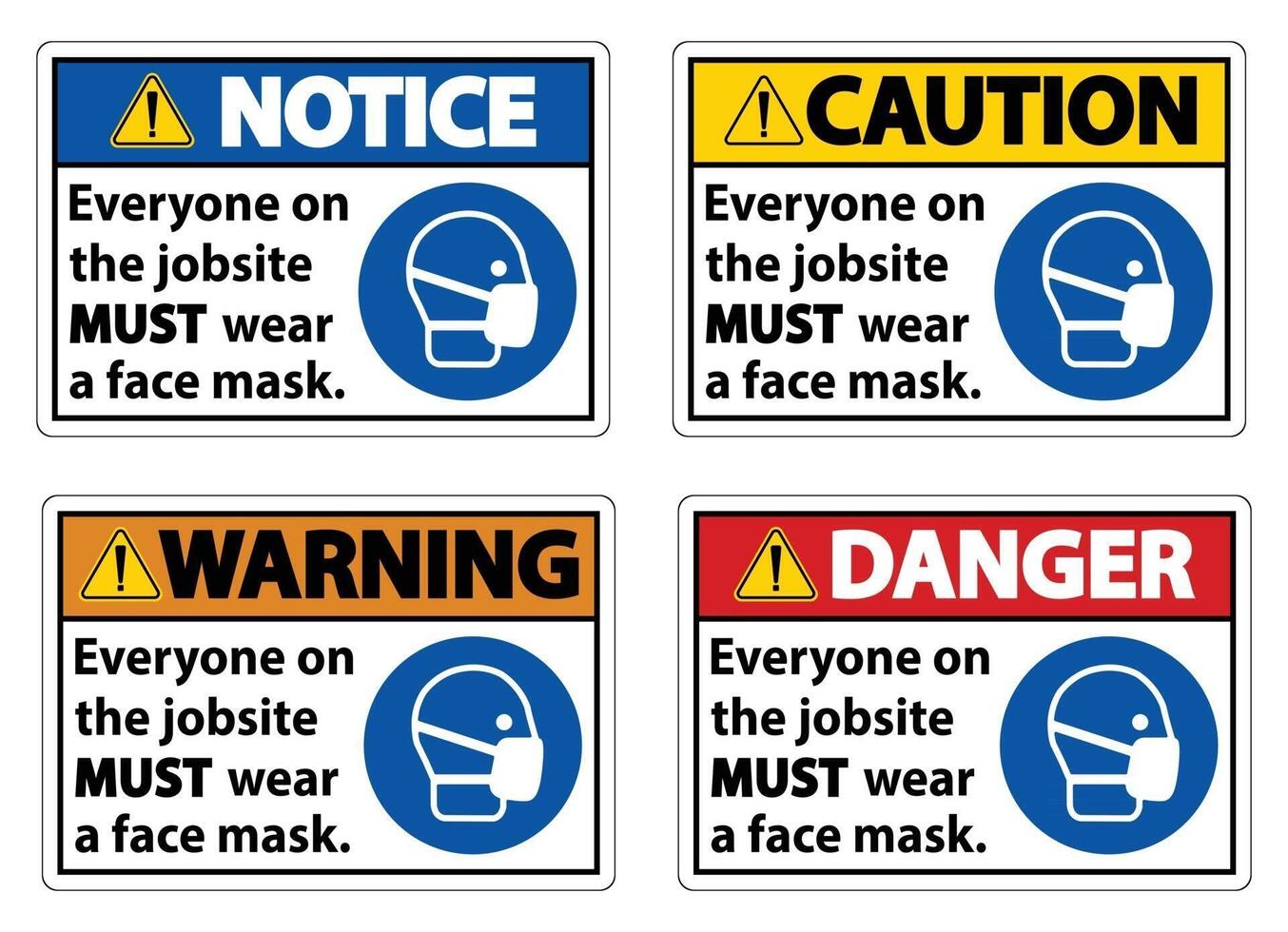 Wear A Face Mask Sign Set vector