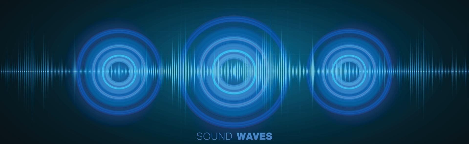 Sound waves oscillating dark light vector