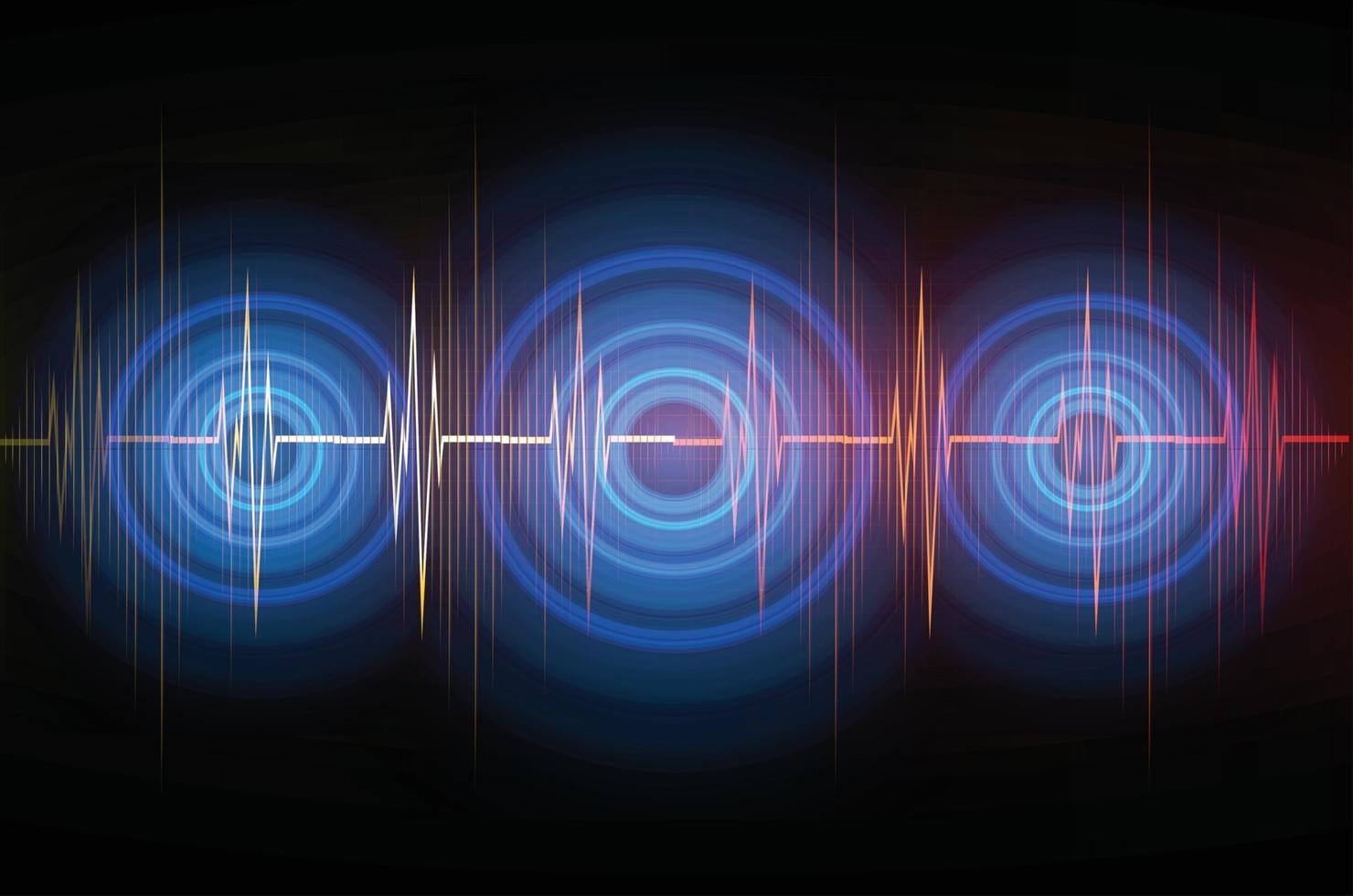 ondas de sonido oscilando luz oscura vector