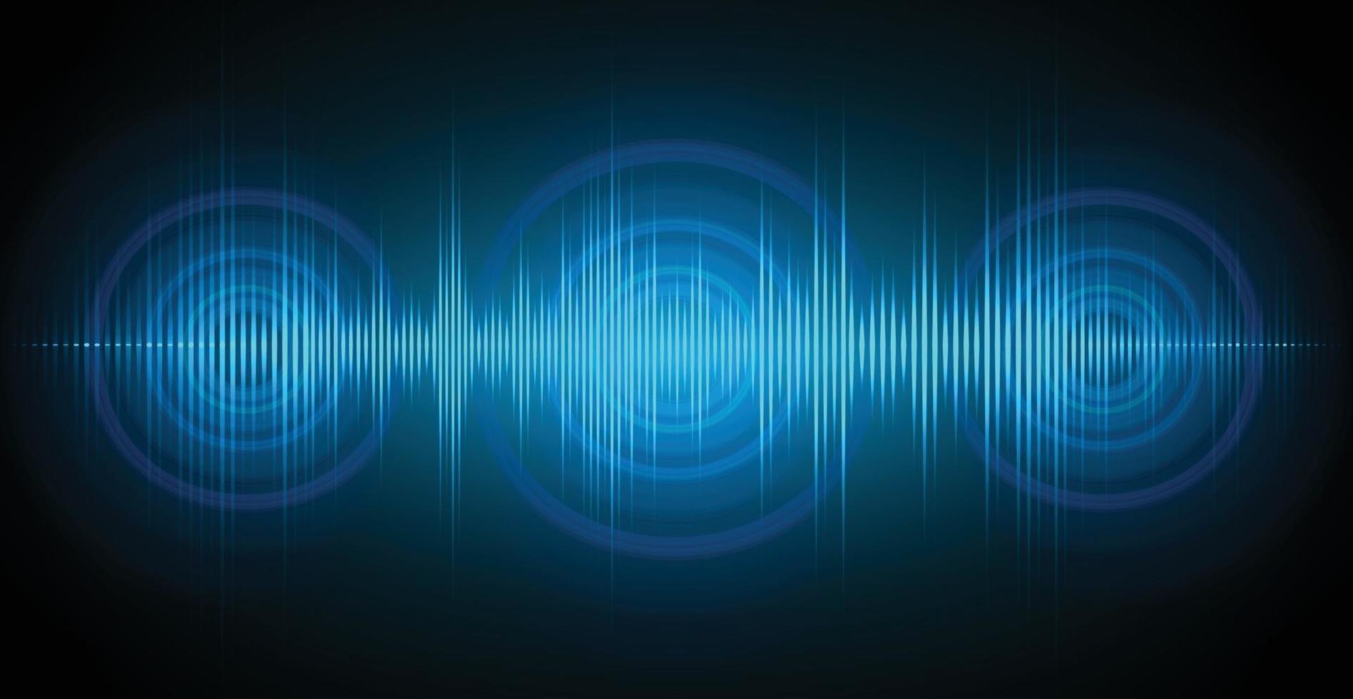 Sound waves oscillating dark light vector