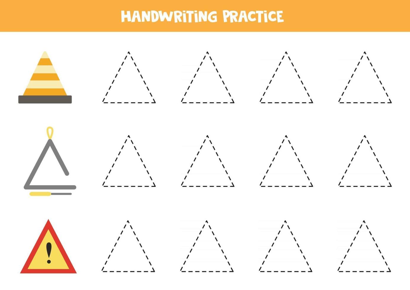 Trace contours of triangle. Writing practice. 2752079 Vector Art at Vecteezy