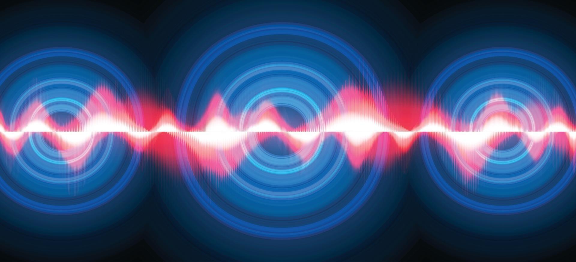 Sound waves oscillating dark light vector