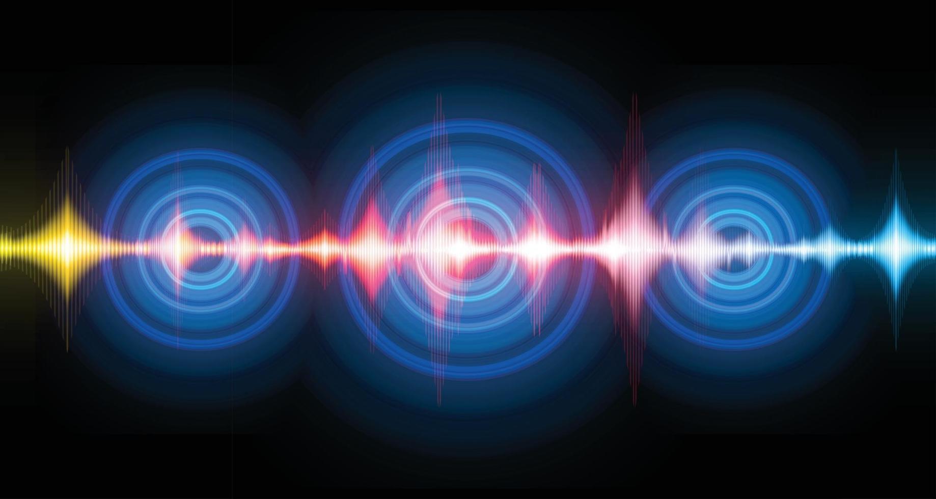 Sound waves oscillating dark light vector