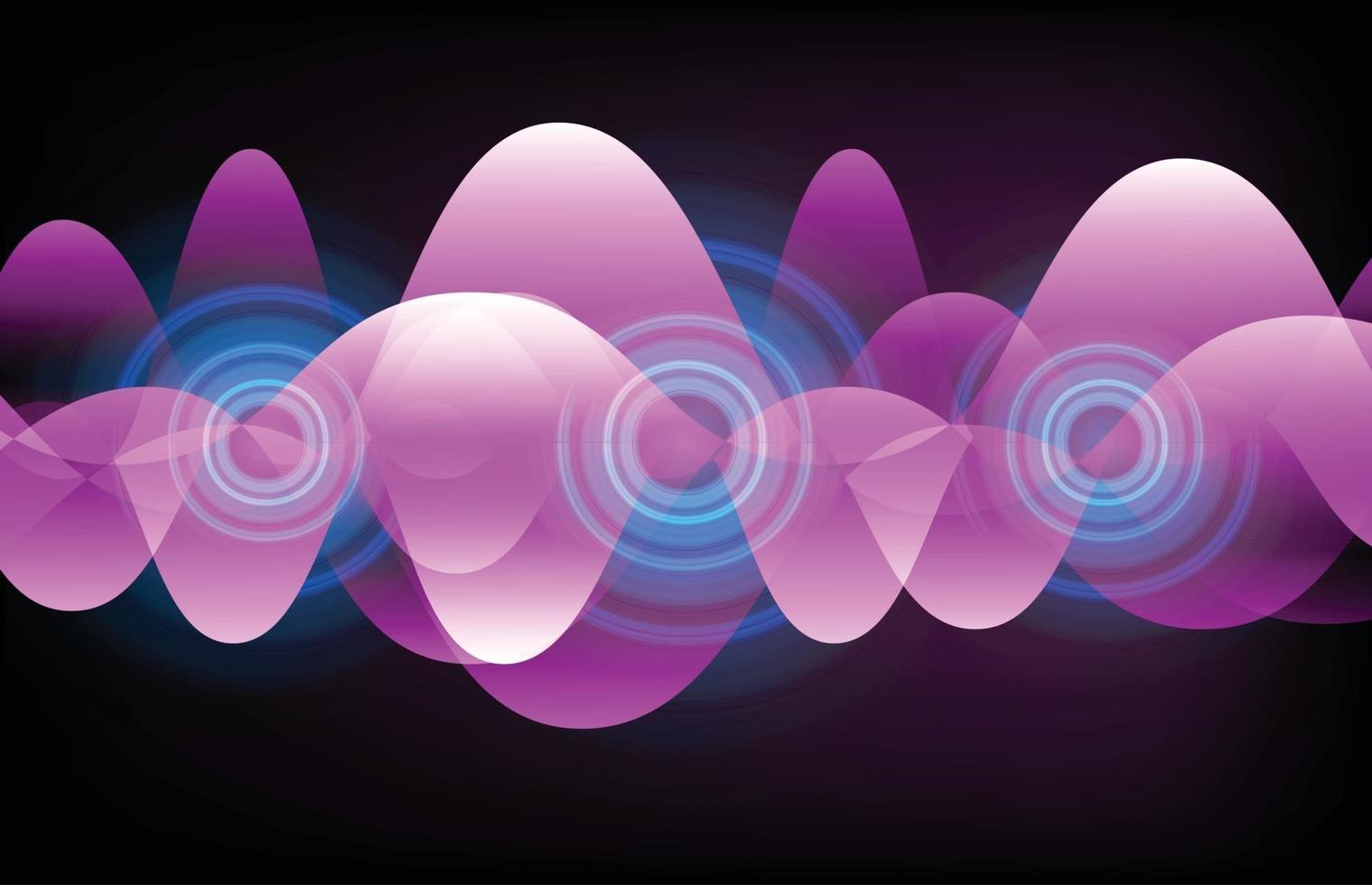 Sound waves oscillating dark light vector