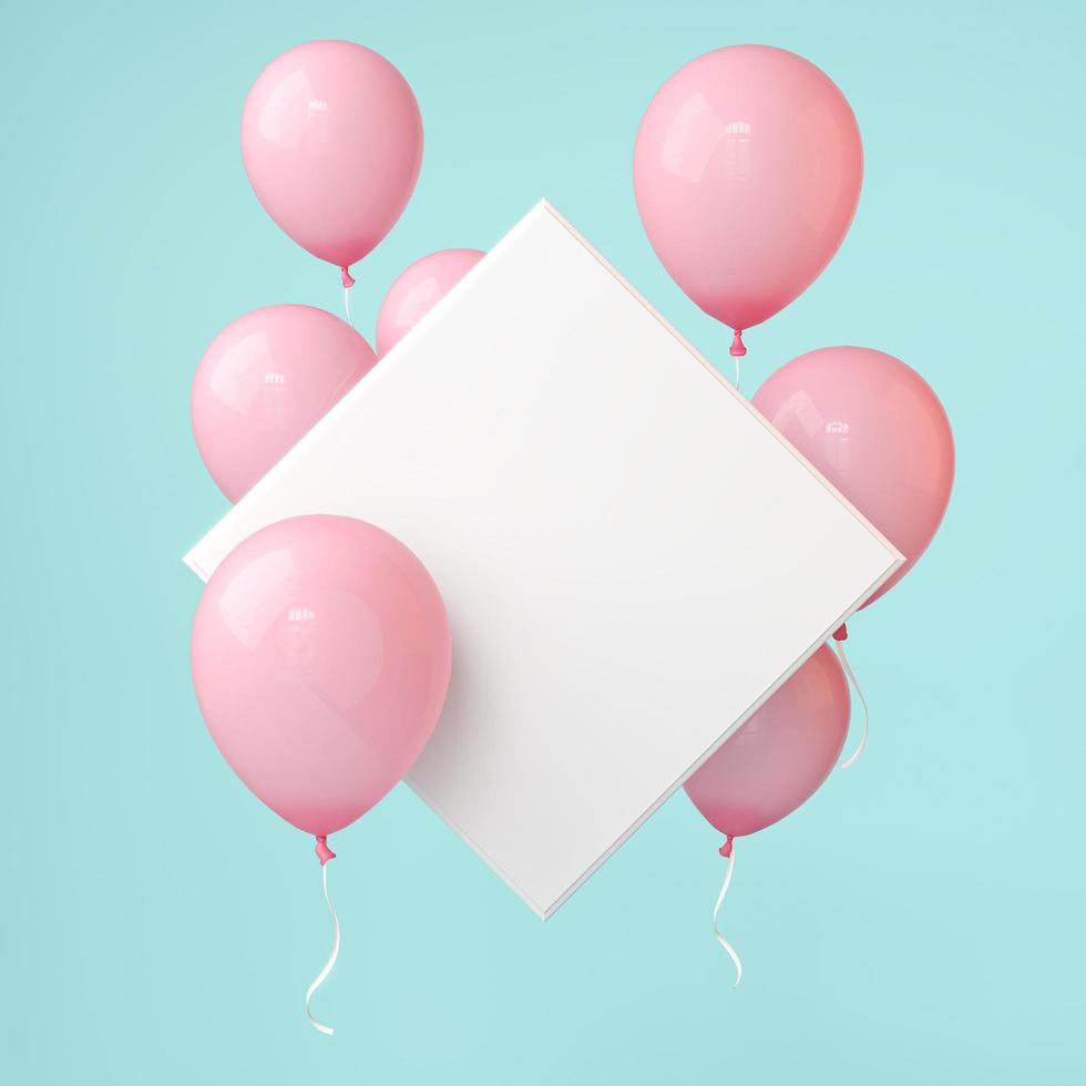 Pink balloons with copy space background photo