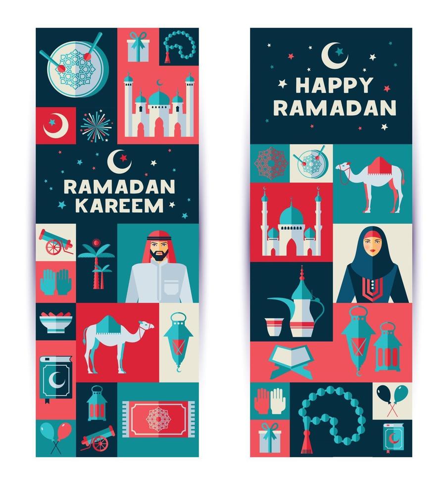 Conjunto de iconos de Ramadán Kareem de árabe. vector