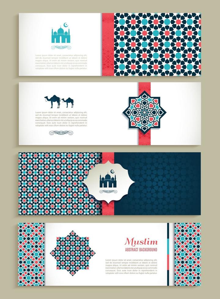 Banners set of ethnic ramadan design. Religion abstract set of layout. vector