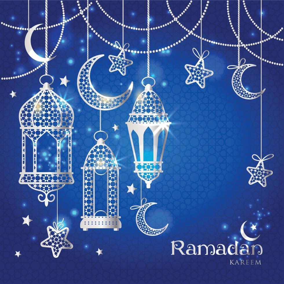 linternas de tarjetas de felicitación diseño de ramadan kareem vector