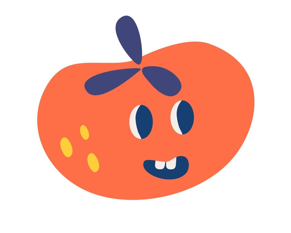 Tomato with a funny face. Healthy food. Vegetarianism. Cute tomato vegetable character concept. Vector cartoon illustration