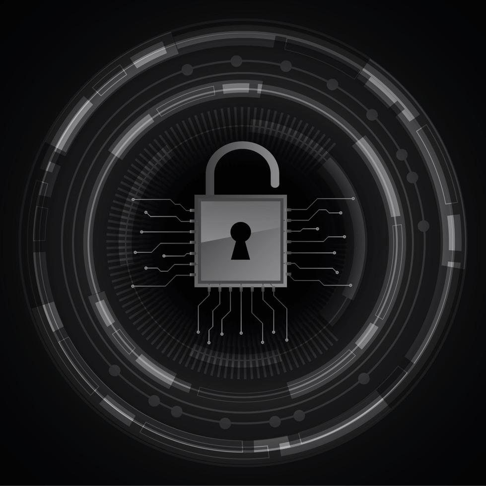 Closed Padlock on digital background, cyber security vector