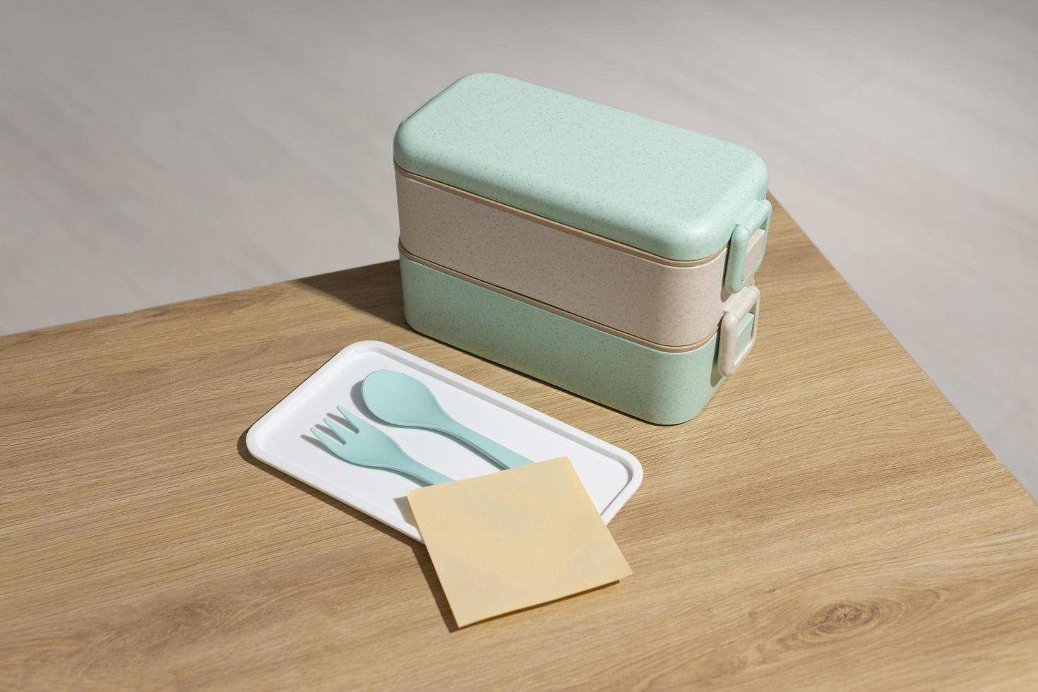 Top view composition food Japanese bento box photo