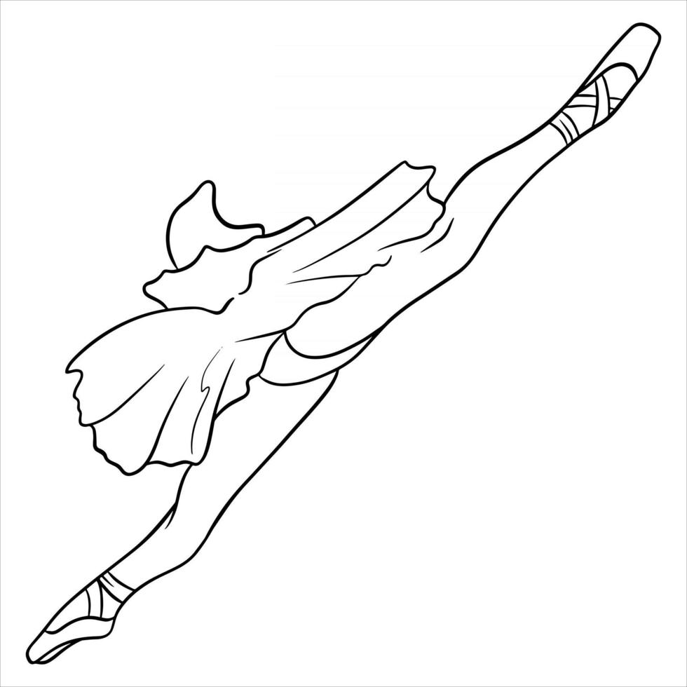 Ballet. Ballerina's legs in a tutu and pointe. Line art. vector