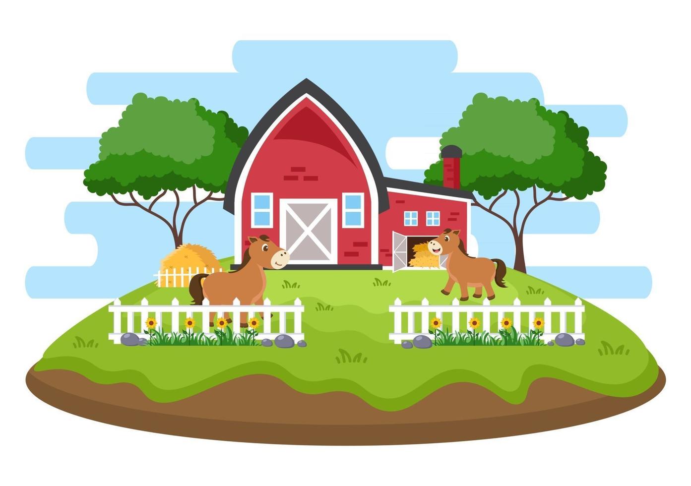 Cute Cartoon Farm Animals Illustration vector