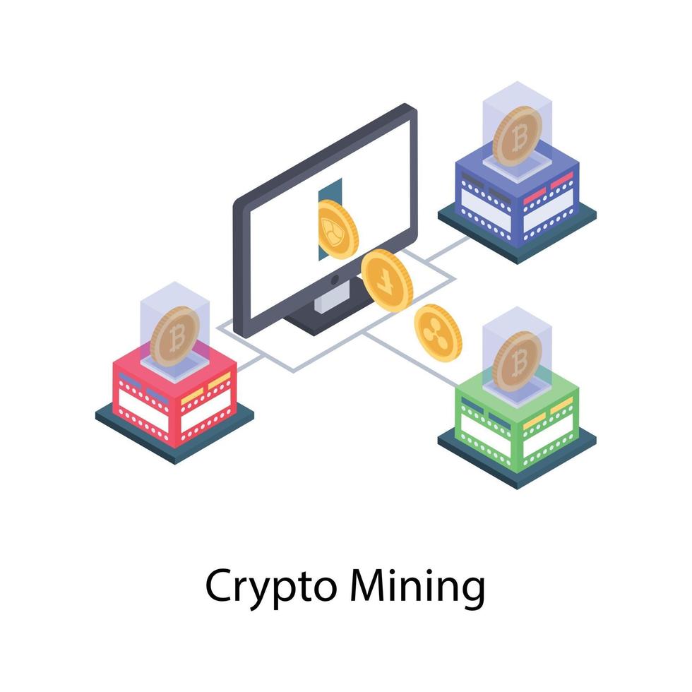 elementos de cripto minería vector