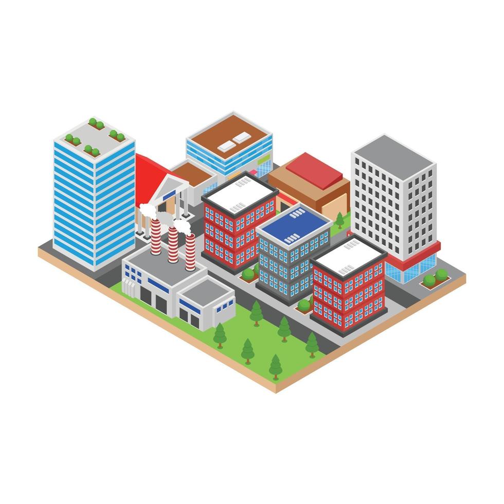 edificio de oficinas y paisaje urbano vector