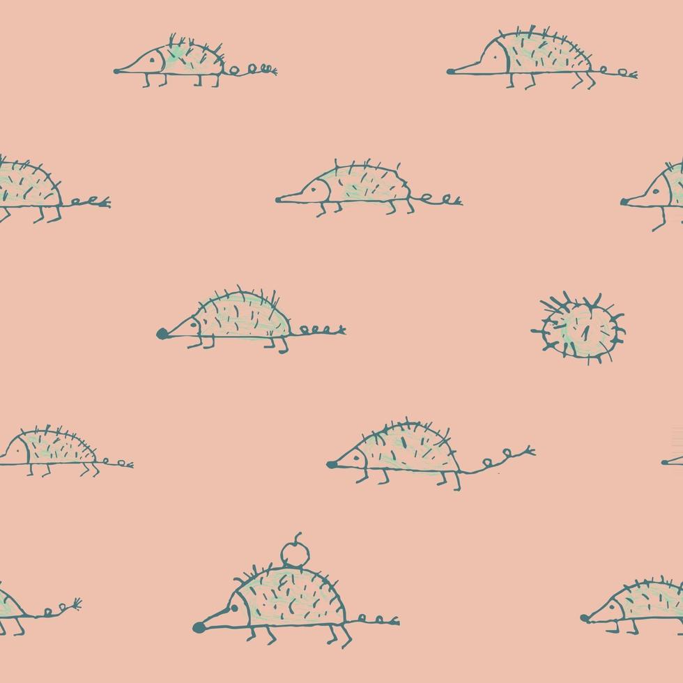 seamless pattern with funny Hedgehog. creative childish texture in handmade style. great for  fabric, textile, wrapping paper, decor, design in a children's style. vector