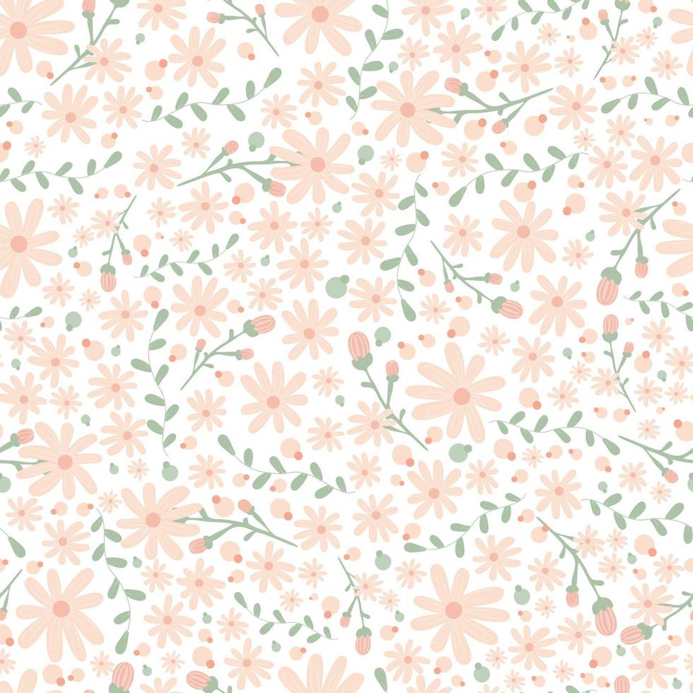 patrón floral. bonitas flores sobre fondo blanco. impresión con pequeñas flores rosas. impresión ditsy. textura fluida. lindos patrones de flores. plantilla elegante para impresoras de moda vector