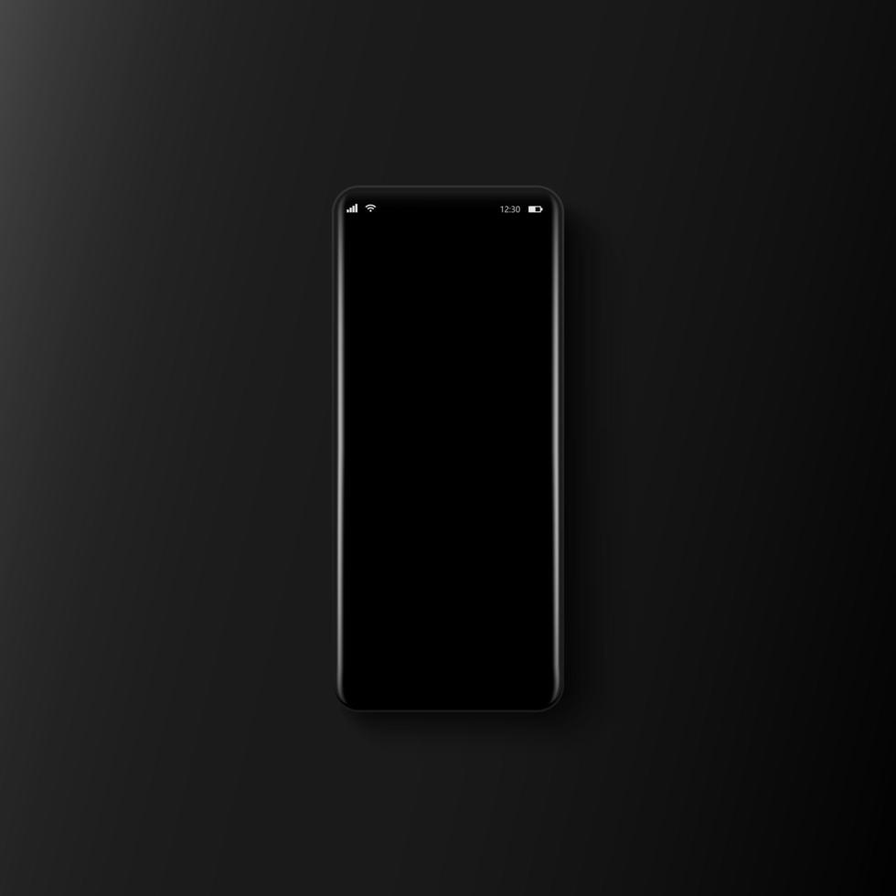 Smartphones de pantalla curva sobre un fondo negro vector