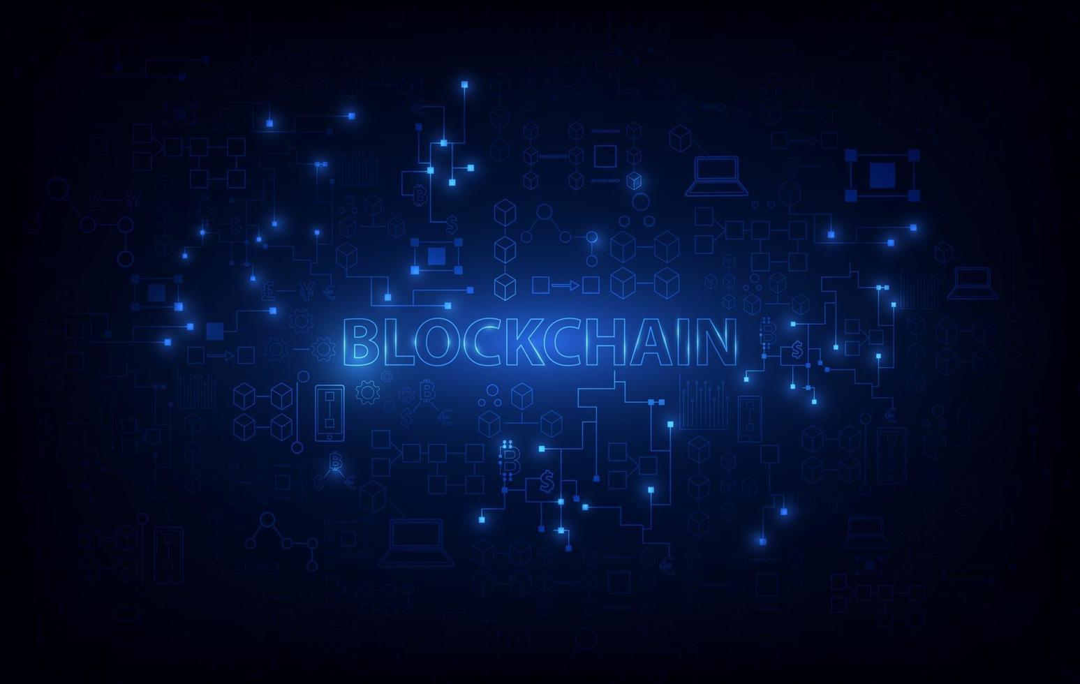 Fondo de concepto de blockchain de redes de circuito abstracto vector