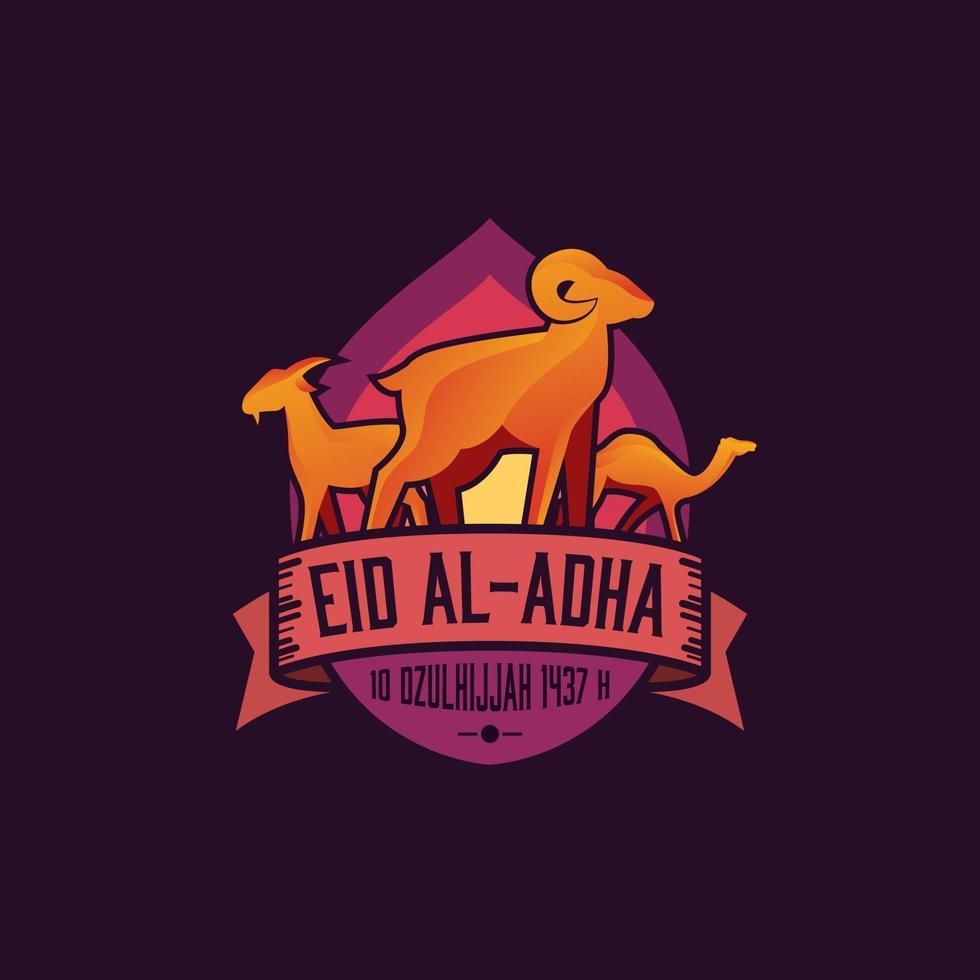 Eid adha mubarak arabic calligraphy greeting card vector
