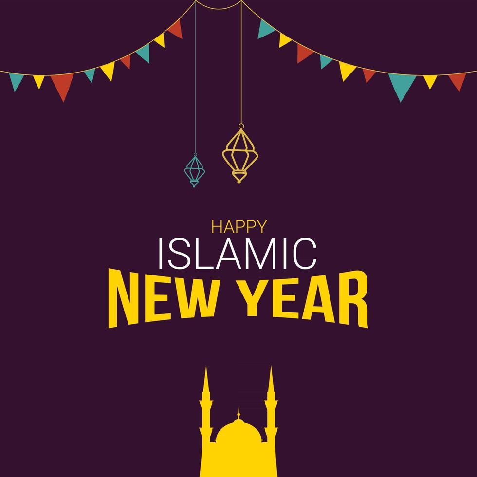 feliz año nuevo hijri caligrafía árabe banner de año nuevo islámico vector