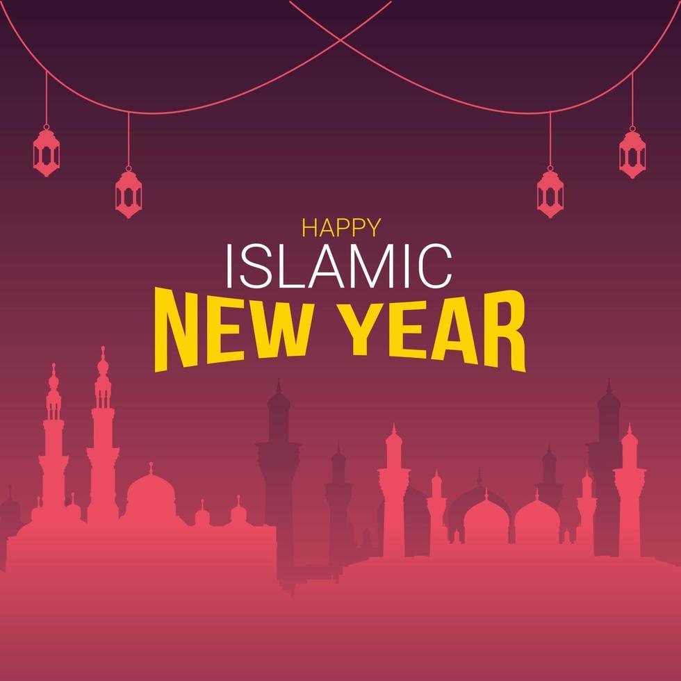 Happy new hijri year Arabic calligraphy Islamic new year banner vector